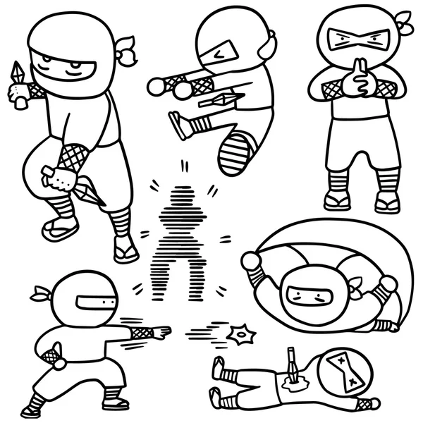 Vector conjunto de ninja — Archivo Imágenes Vectoriales