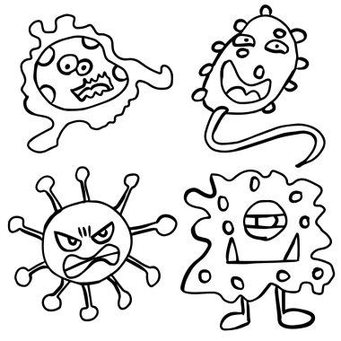 vector set of bacteria and virus clipart