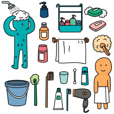 banyo ekipmanları vektör kümesi