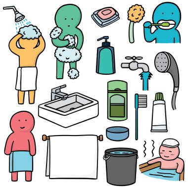 banyo ekipmanları vektör kümesi