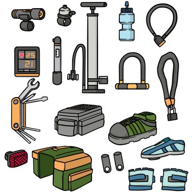 vektör set Bisiklet ekipman