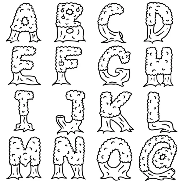 Jeu vectoriel d'arbre alphabet — Image vectorielle