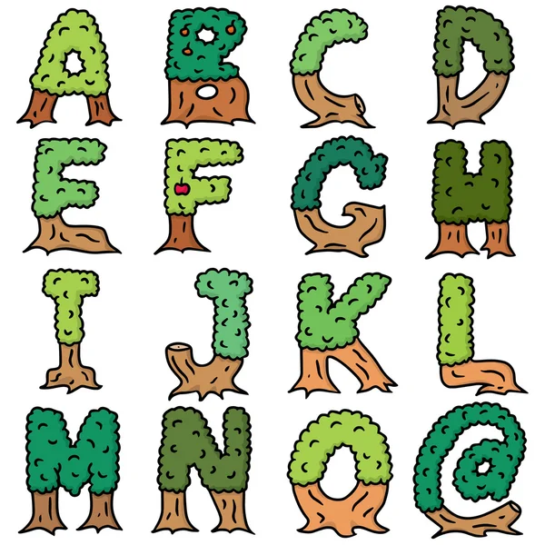 Vector set of alphabet tree — Stock Vector