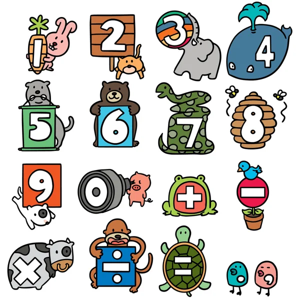 Vector set of animal number — Stock Vector