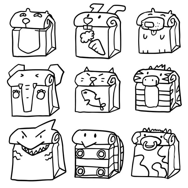 動物の紙袋のベクトルを設定 — ストックベクタ