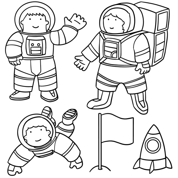 Vector conjunto de astronautas — Archivo Imágenes Vectoriales