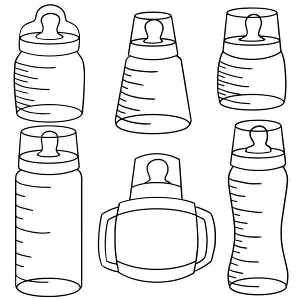 Векторный набор детских бутылочек — стоковый вектор