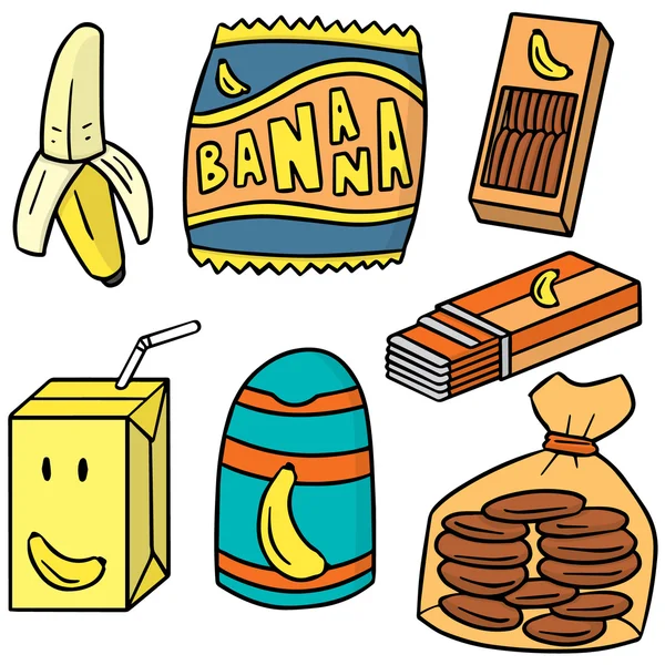 Conjunto de vetores do produto banana — Vetor de Stock