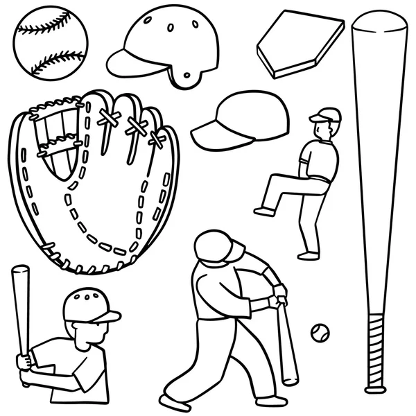 Векторный набор бейсбольного оборудования — стоковый вектор
