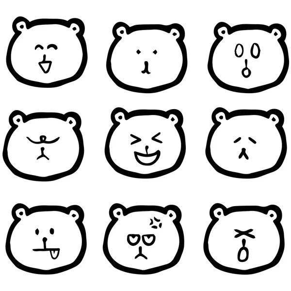 Vector conjunto de cara de oso — Vector de stock