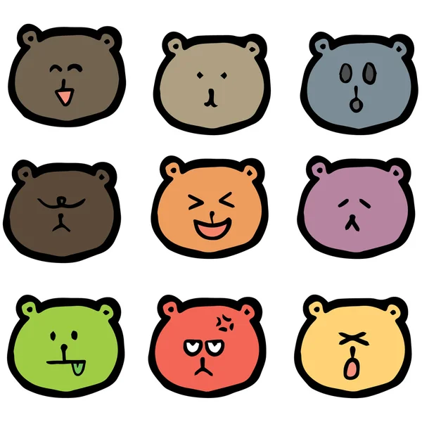 Ensemble vectoriel de visage d'ours — Image vectorielle