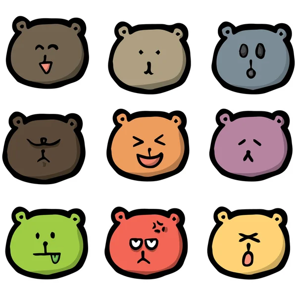 Vector conjunto de cara de oso — Vector de stock