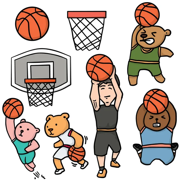 Vector set van basketbal, bear, basketballer — Stockvector