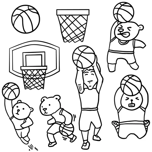 Vector set van basketbal, bear, basketballer — Stockvector