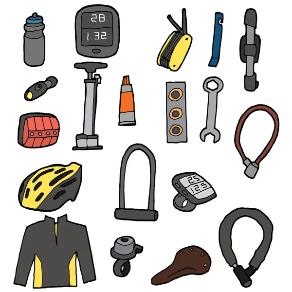 Vector set of bicycle equipment — Stock Vector