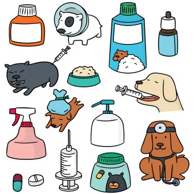 vektör set köpek tıp