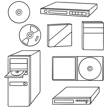 cd, dvd, blu-ray oynatıcı vektör kümesi