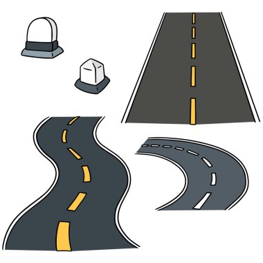vector set of road and milestone