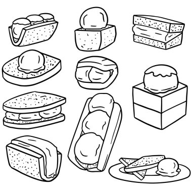 vektör set ekmek dondurma