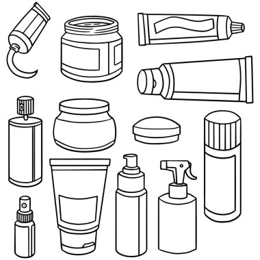 kozmetik ve ilaç paket vektör kümesi