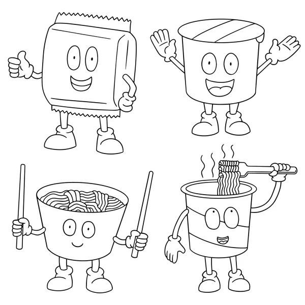 Vector conjunto de dibujos animados de fideos — Archivo Imágenes Vectoriales