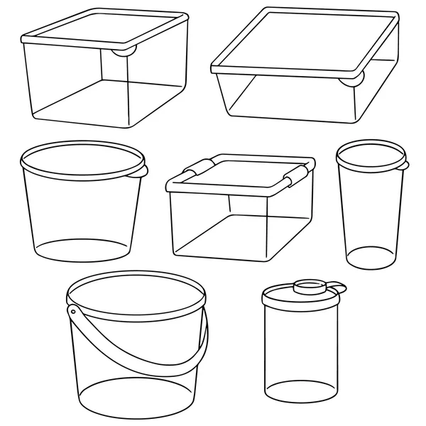 Ensemble vectoriel de récipient en plastique — Image vectorielle