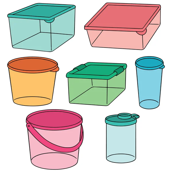 Векторный набор пластиковых контейнеров — стоковый вектор