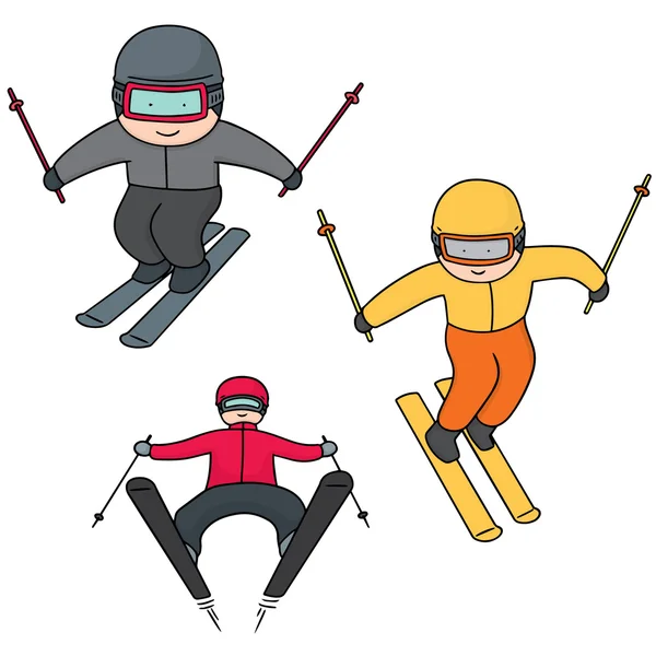 Vector set of skiing — Stock Vector