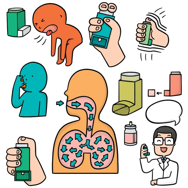 Vector conjunto de medicina por inhalación — Vector de stock