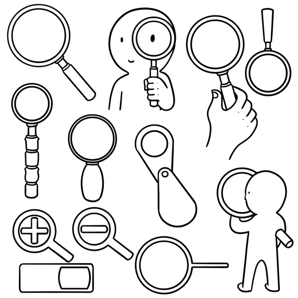 Vector set of magnifying glass — Stock Vector