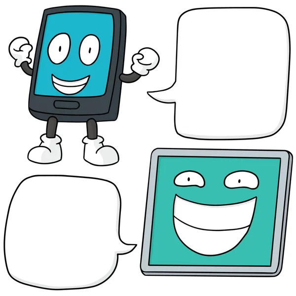 Ensemble vectoriel de smartphone et tablette dessin animé — Image vectorielle