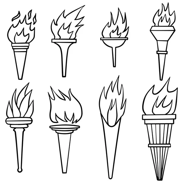 Vektor-Set von Feuerfackel — Stockvektor