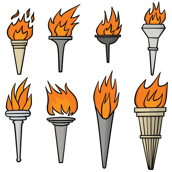 vector set of fire torch