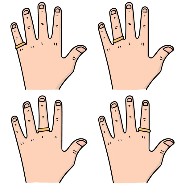 Vector set of hand with ring — Stock Vector