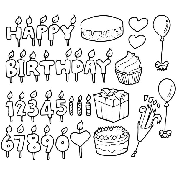 Vector conjunto de pastel de cumpleaños — Vector de stock