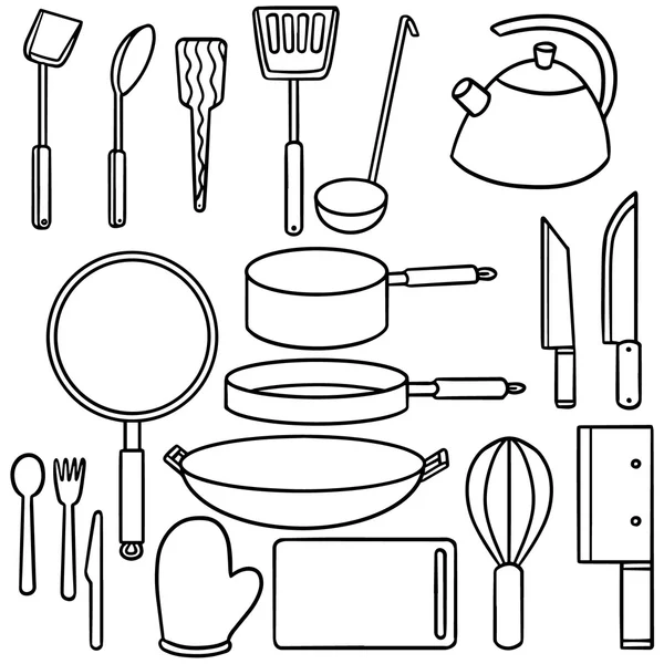 Векторный набор кухонного инструмента — стоковый вектор