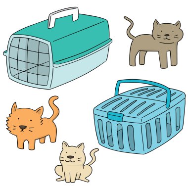 vector set of cat carrier
