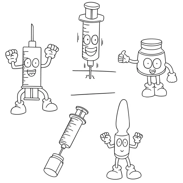 주입 약 만화 벡터 세트 — 스톡 벡터