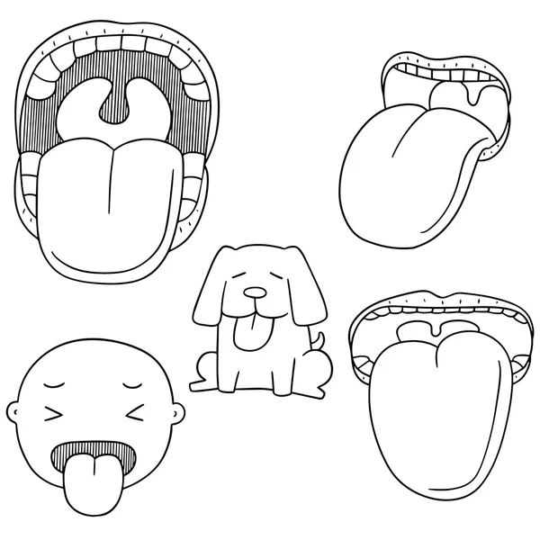Vektor-Set von Mund und Zunge — Stockvektor