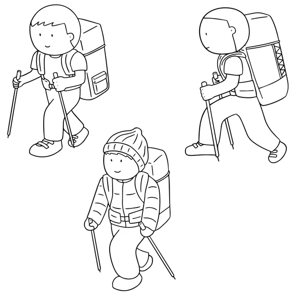 Векторный набор людей с рюкзаком — стоковый вектор