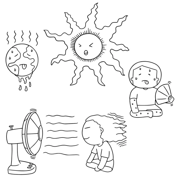 Ensemble vectoriel du réchauffement climatique — Image vectorielle