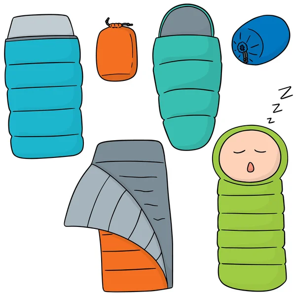 Vektor uppsättning sovsäckar — Stock vektor