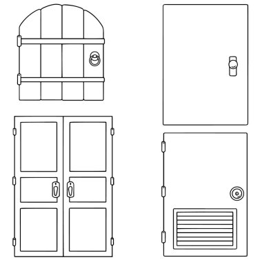 vector set of door clipart