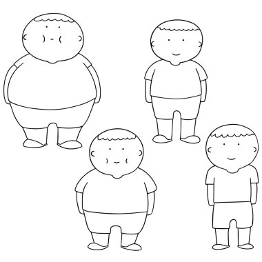 vector set of man from fat to slim clipart