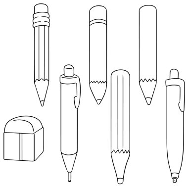 kurşun kalem ve silgi vektör kümesi