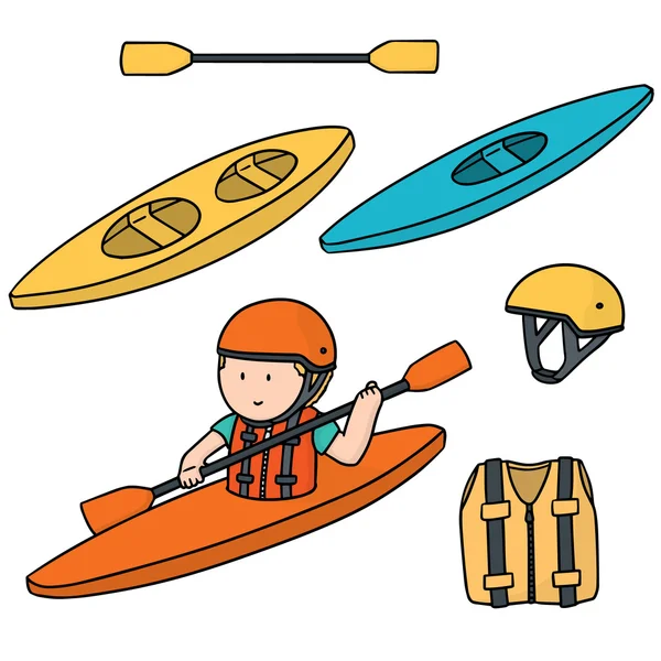 Vector conjunto de kayak y accesorios — Archivo Imágenes Vectoriales