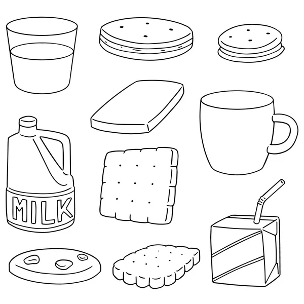 Conjunto de vectores de leche y galletas — Vector de stock