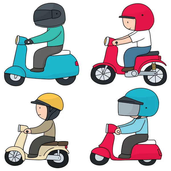 Vector set of riding motorcycle — Stock Vector