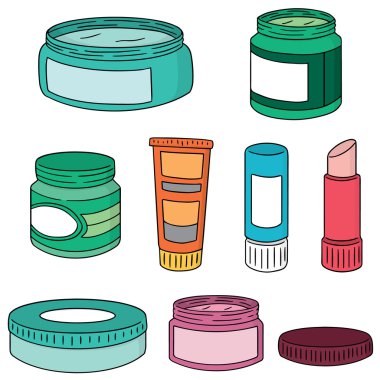 topikal kozmetik ve topikal tıp vektör kümesi