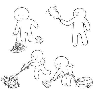 Temizlik adam vektör kümesi